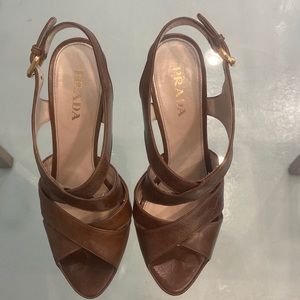 Prada light brown shoes , very new condition